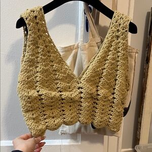 Handmade Crochet Knit Top - Olive Green